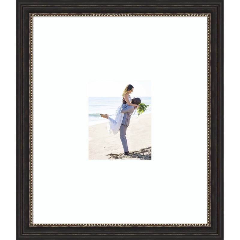 Accent Bronze Narrow Framed Picture Frame, Photo Frame - 22x26 Matted White 8x10