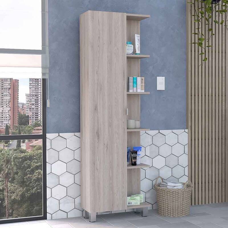 Corner Cabinet, Five Open Shelves, Single Door