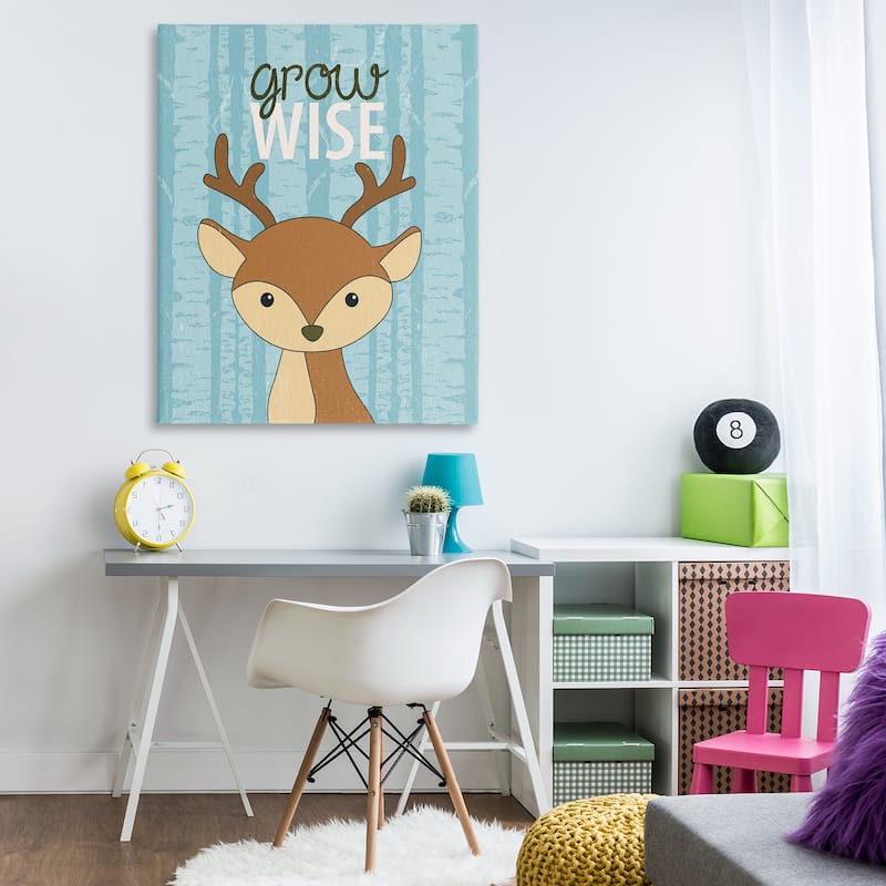 Stupell Grow Wise with Deer Canvas Wall Art Design By Kim Allen