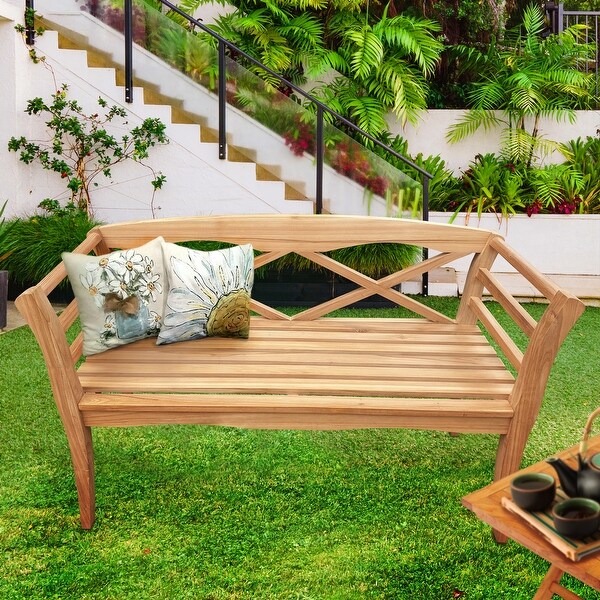 Teak outdoor bench sale seat