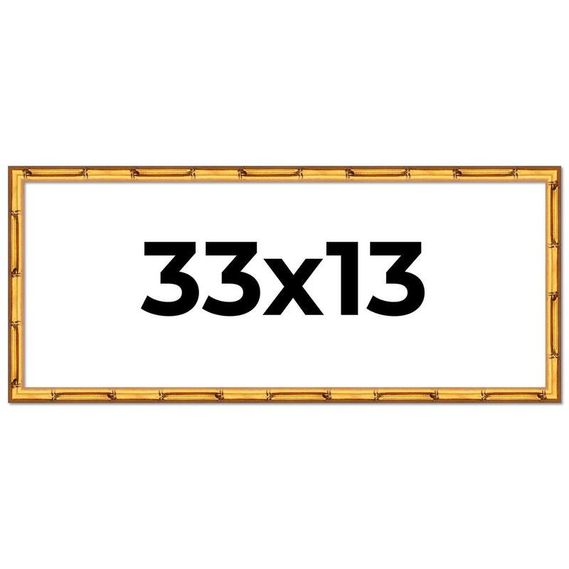 33x13 Frame Gold Bamboo Picture Frame Modern Photo Frame Includes UV Acrylic Shatter Guard Front Acid Free Foam Backing Board