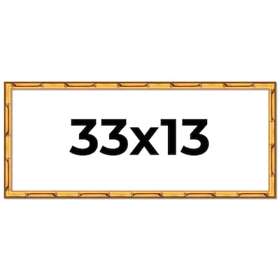 33x13 Frame Gold Bamboo Solid Wood Picture Frame | 1 Inch Moulding
