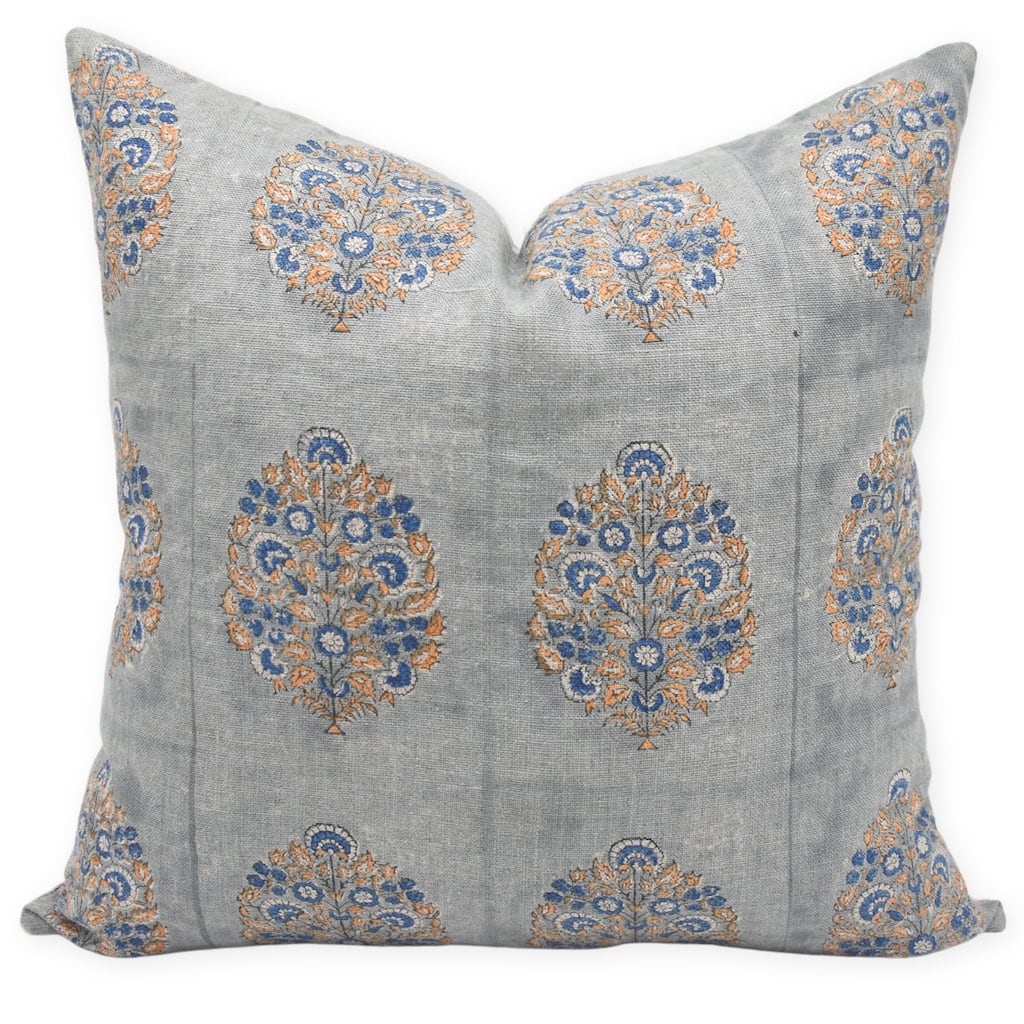 Linen Square Block print pillow Cover - Guldasta