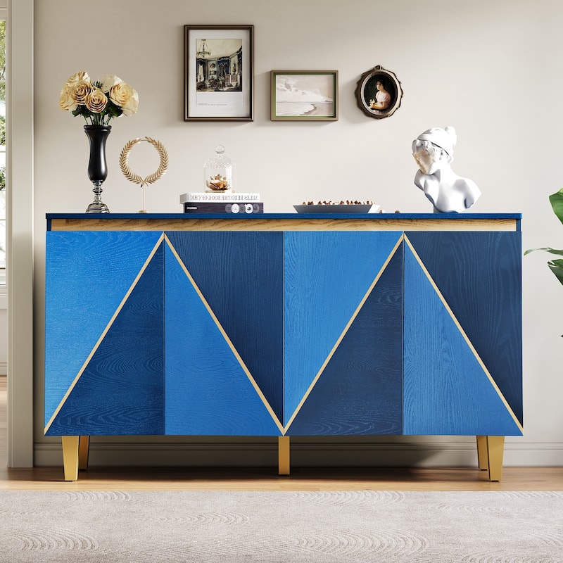 Mid-Century Art Deco 4-Door Sideboard with Adjustable Storage by Harper&Bright Designs