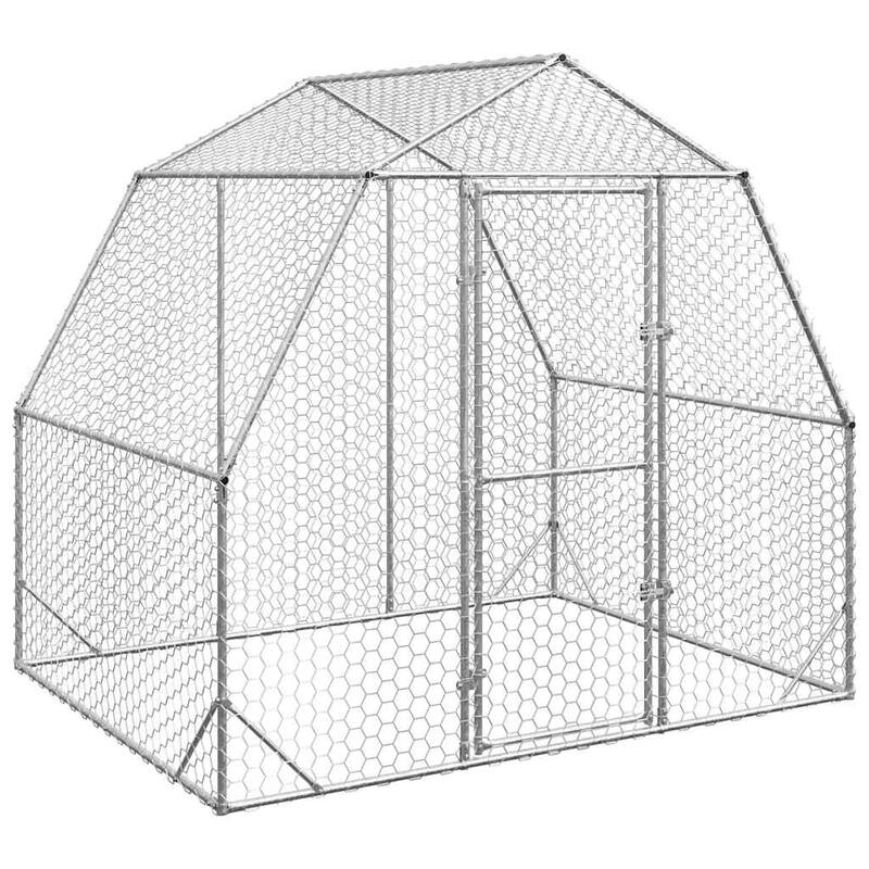 vidaXL Chicken Run Galvanized steel Large Durable Chicken Run - Silver - 78.7 x 98.4 x 88.6