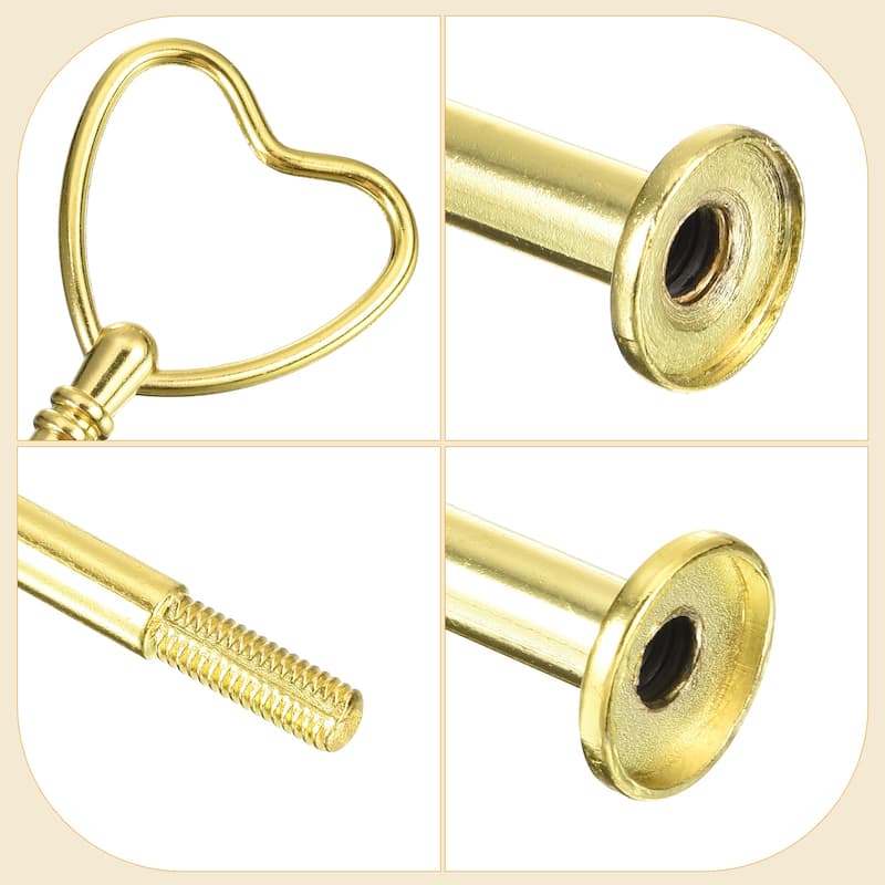 2 Set Cake Tray Stand Handle Plate Hardware Fitting, 3-Tiers Heart