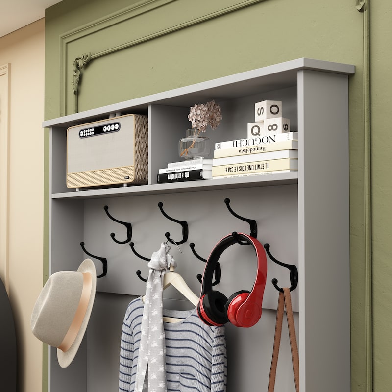 68.5inch Coat Rack Shoe Bench 4 in 1 Hall Tree Entryway Storage Bench