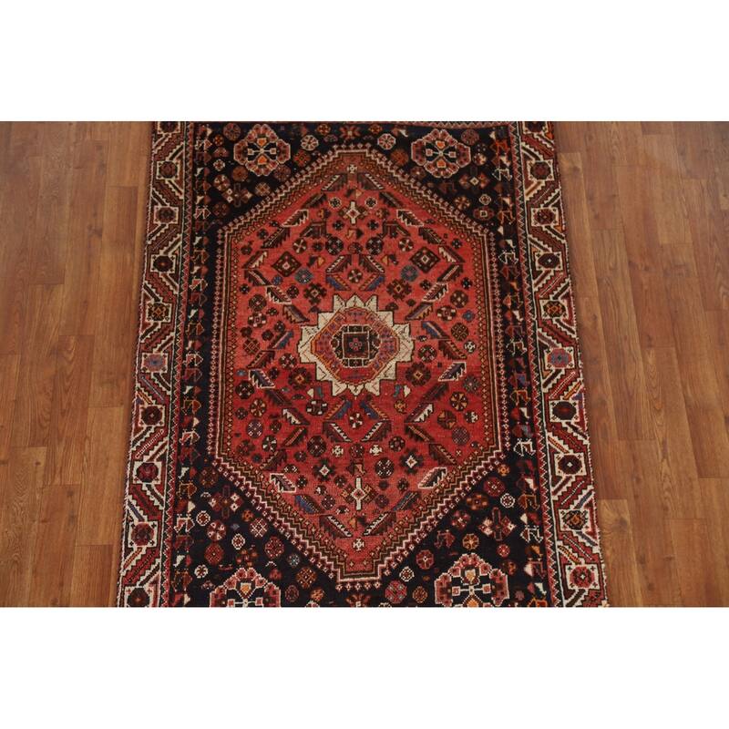 Tribal Shiraz Persian Vintage Area Rug Handmade Wool Carpet - 3'7"x 5'6"