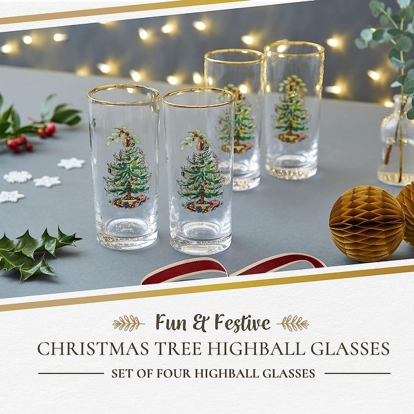 Spode Christmas Tree Stemless Wine Glasses (Set of 4)
