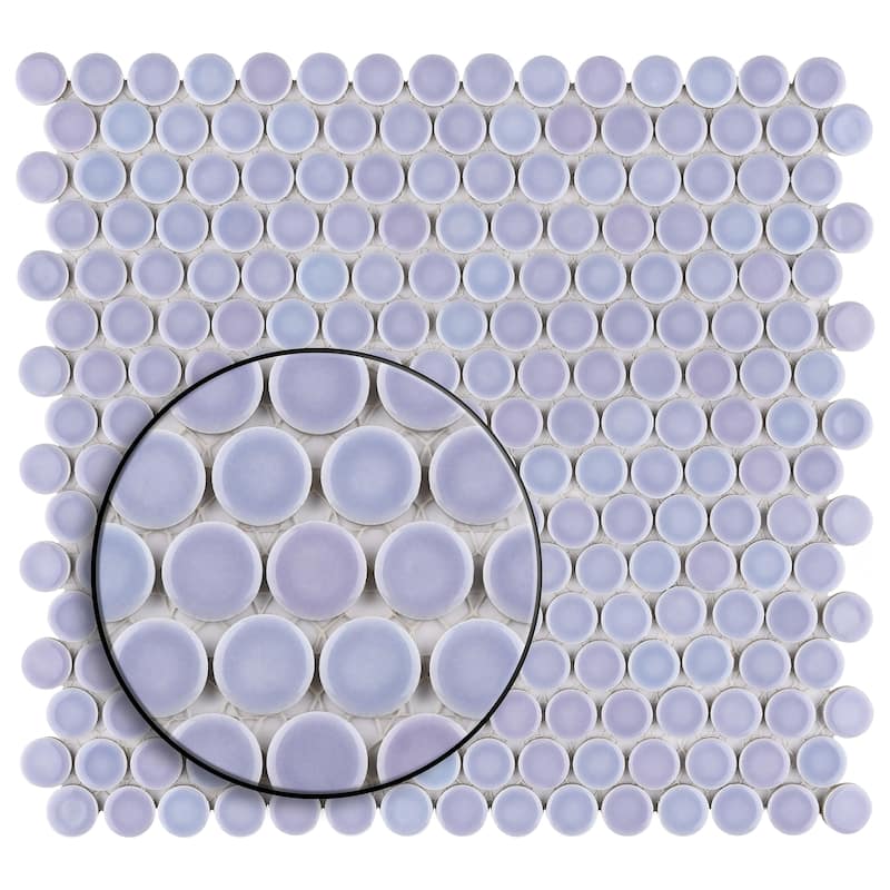 Merola Tile Hudson Penny Round Lavendar 11-7/8" x 12-5/8" Porcelain Floor and Wall Tile