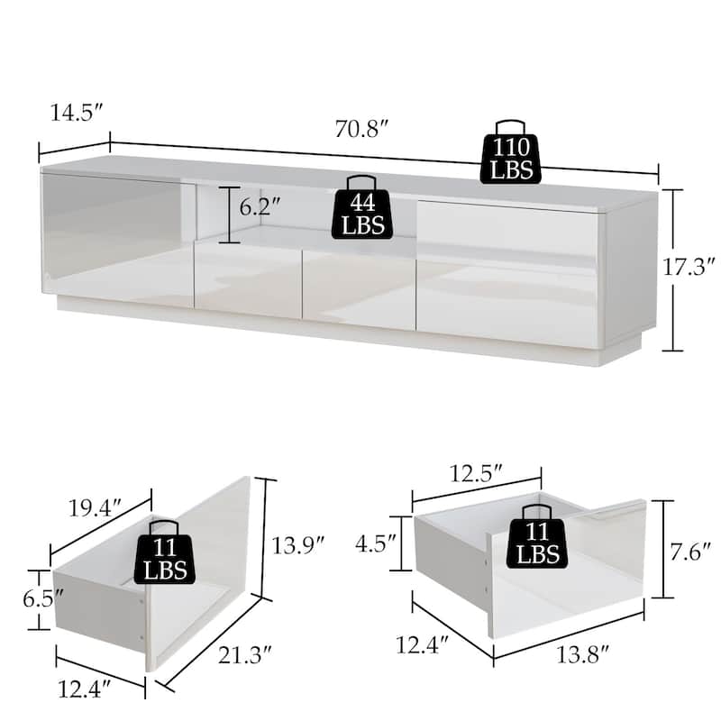 TV Stand TV Entertainment Center Led Light High Gloss Television Stand