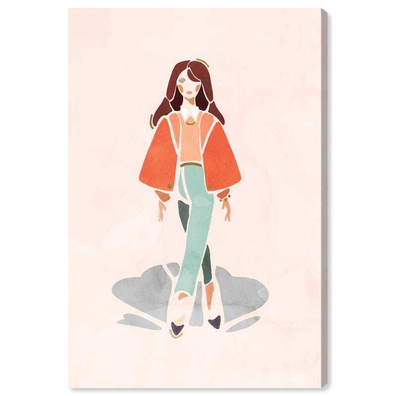 Wynwood Studio Canvas Fashion and Glam Abstract Girl II Orange and Pastel Orange Modern & Contemporary Wall Art Canvas Print