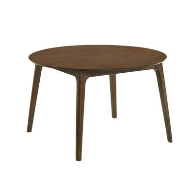 Kiq 48 Inch Dining Table, Wood, Round Tabletop, Angled Legs, Walnut Brown