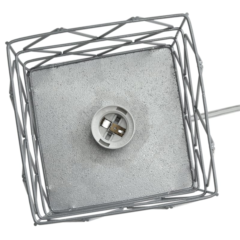 Metal Cage Geometric Table Lamp with Rectangular Shade - 5 x 5 x 10 in. (L x W x H)
