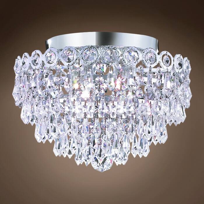 Empire Design 4 Light 12" Chrome Flush Mount With Clear European Crystals - 10.00