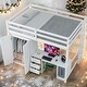 preview thumbnail 17 of 32, Wooden Loft Bed with Built-in Desk,A Wardrobe,Three Drawers,an Open Storage Cabinet,Full Size White