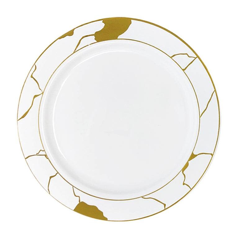 Elegant Marble Rim Disposable Plastic Plate Packs - Party Supplies