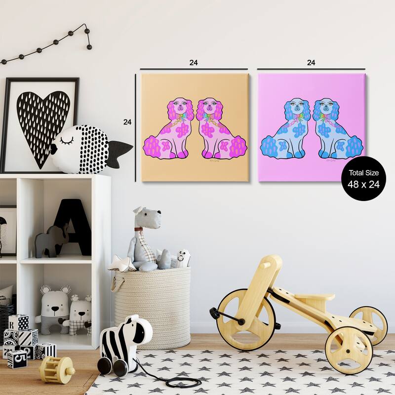 Stupell Brightly Colored Posh Pooches Canvas Wall Art Design By Katie Conley (Set of 2)