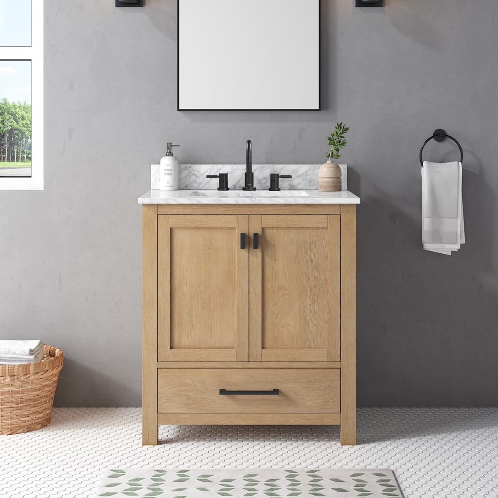 Avanity Modero 30 in. Single Sink Bathroom Vanity with Carrara Marble Top - 31"W x 22"D x 35"H