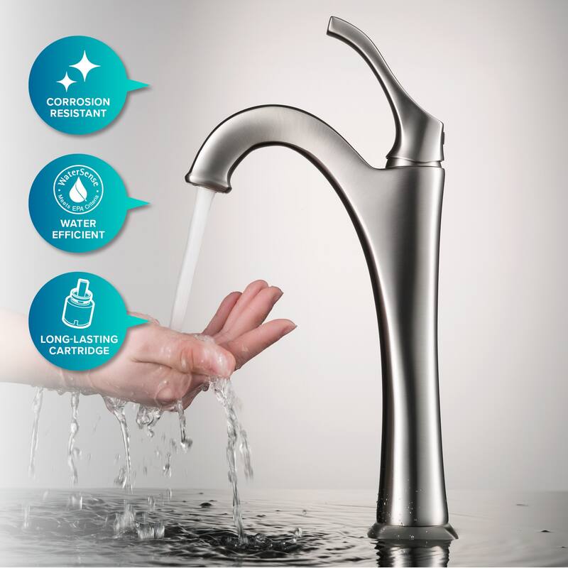 Kraus Arlo & Glass 16-1/2" Glass Vessel Bathroom Sink with 1.2 GPM