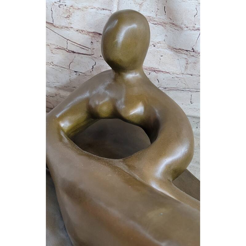 Hand Made Large Abstract Woman Female Genuine Solid Bronze Sculpture By Henry Moore