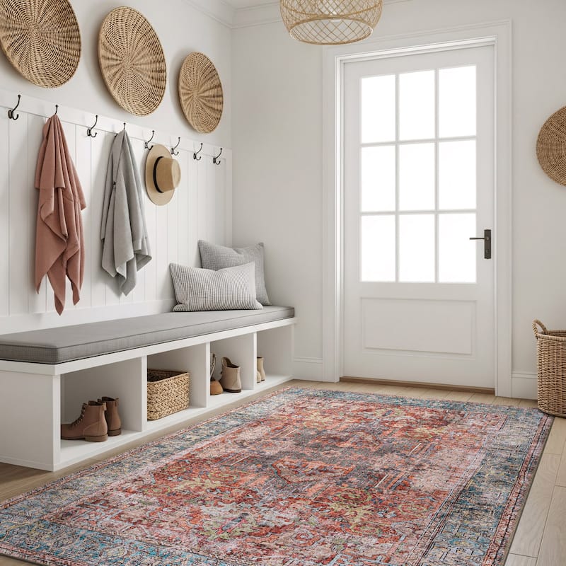 World Rug Gallery Vintage Inspired Distressed Machine Washable Area Rug