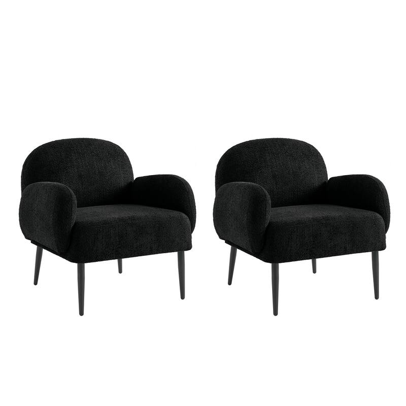 Abe Modern Boucle Accent Chair with Adjustable Metal Legs Set of 2 by HULALA HOME