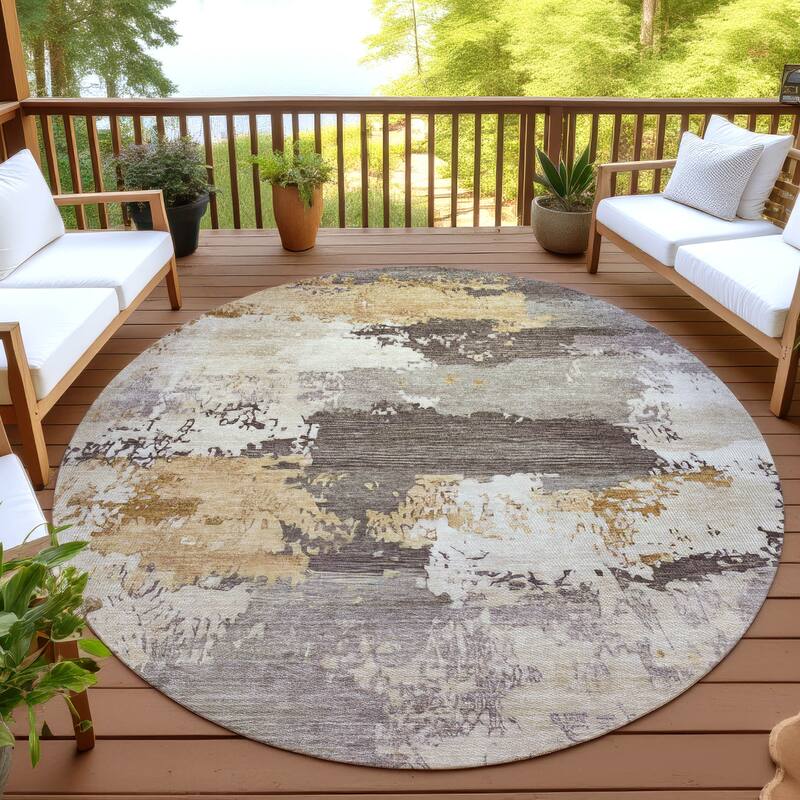 Machine Washable Indoor/ Outdoor Chantille Rug - Chocolate - 8' x 8'
