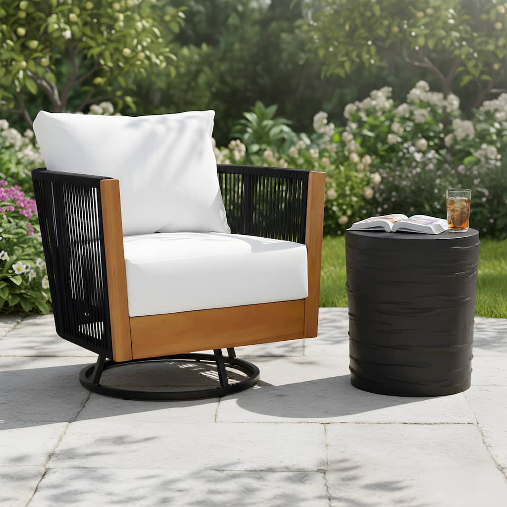 Christopher Knight Home - Modern 2-Piece Outdoor Glider Swivel Chair with Side Table