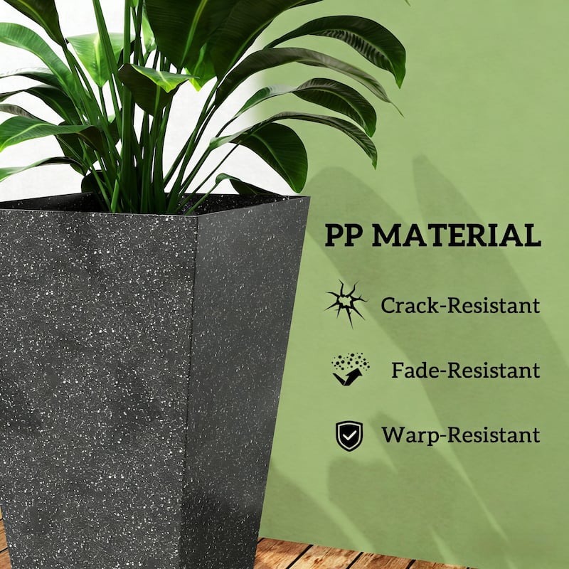 Tall Planters Set of 3, Taper Planters with Drainage Holes for Outdoor Plants