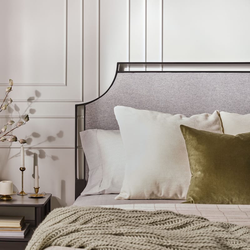 Middlebrook Designs Upholstered Curved Metal Queen Bedframe
