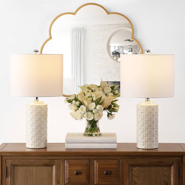 SAFAVIEH Lighting 24-inch Artef Ceramic Table Lamp (Set of 2) - 13" x 13" x 24"