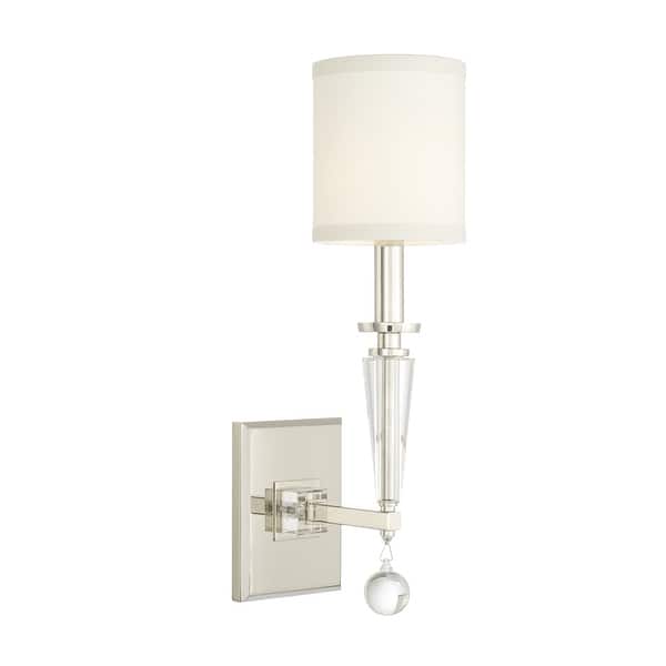 slide 2 of 5, Paxton 1 Light Nickel Sconce - 4.5'' W x 17'' H x 8'' D