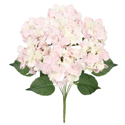 Set of 2 Deluxe Blush Pink Artificial Hydrangea Flower Stem Bush Bouquet 20in - Blush Pink - 20" L x 12" W x 12" DP