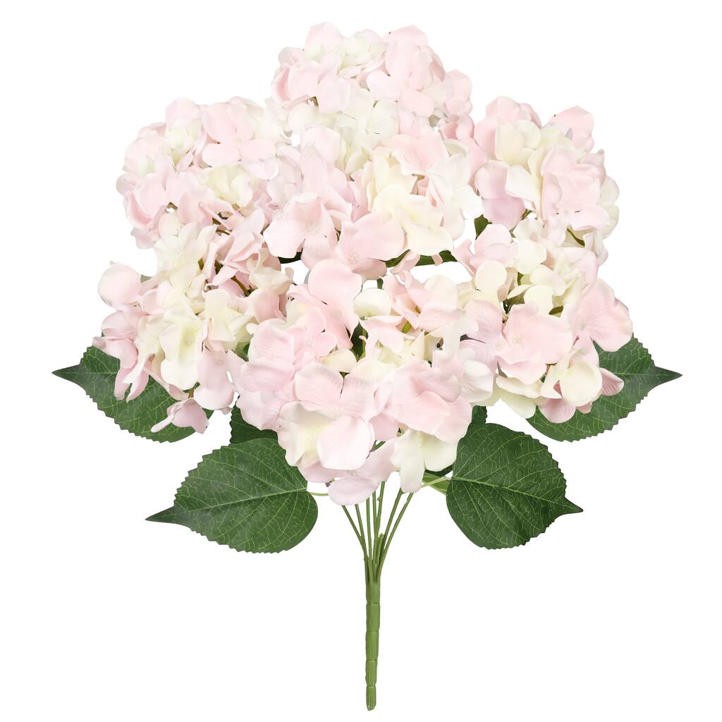 Set of 2 Deluxe Blush Pink Artificial Hydrangea Flower Stem Bush Bouquet 20in - Blush Pink - 20" L x 12" W x 12" DP