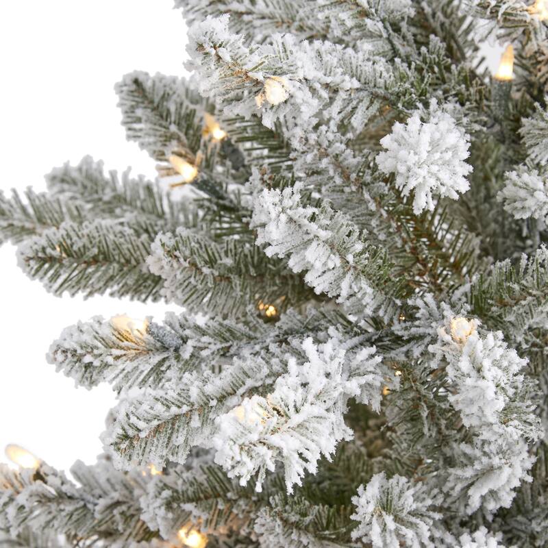 5' Flocked West Virginia Spruce Christmas Tree with 200 Clear Lights - Green