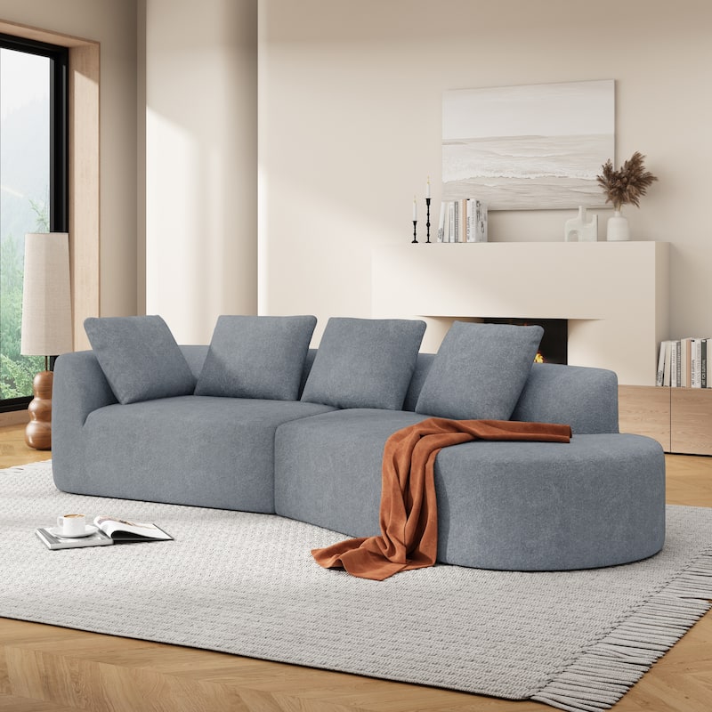 Christopher Knight Home - Olivia Curved Foam Sofa Set - 116"L - Light Gray
