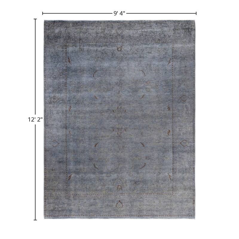 Overdyed One-of-a-Kind Hand-Knotted Area Rug - Gray - 9' 4" x 12' 2"