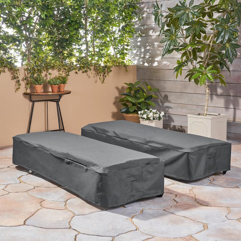 Shield Outdoor Chaise Lounge Cover (Set of 2) by Christopher Knight Home - Grey