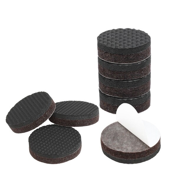 Furniture Felt Pads Grippers Round 1 Inch Self Stick Anti Slip Brown 8pcs