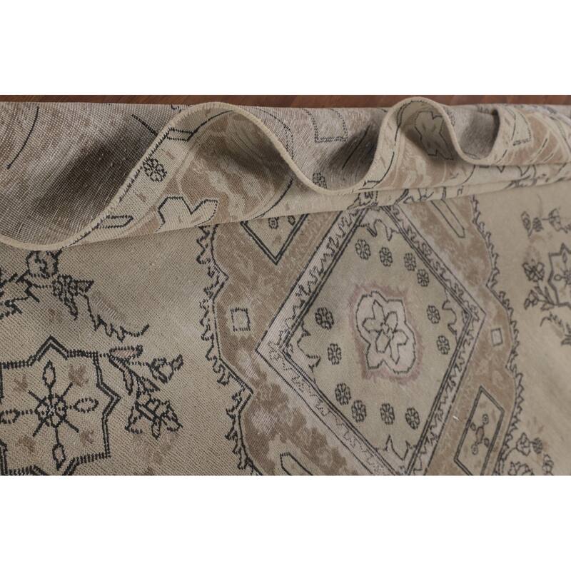 Distressed Orange Tabriz Persian Vintage Rug Hand-Knotted Wool Carpet - 6'8"x 9'7"