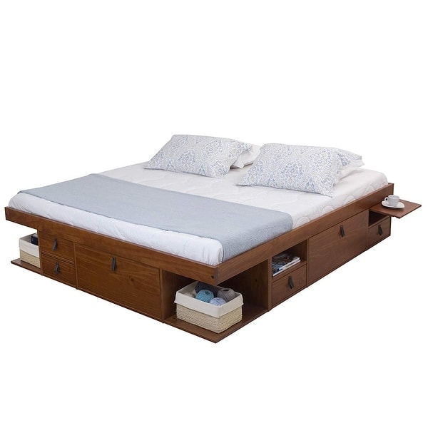 slide 2 of 15, Copper Grove Rivne Storage Platform Bed with Drawers and Shelves Caramel - King