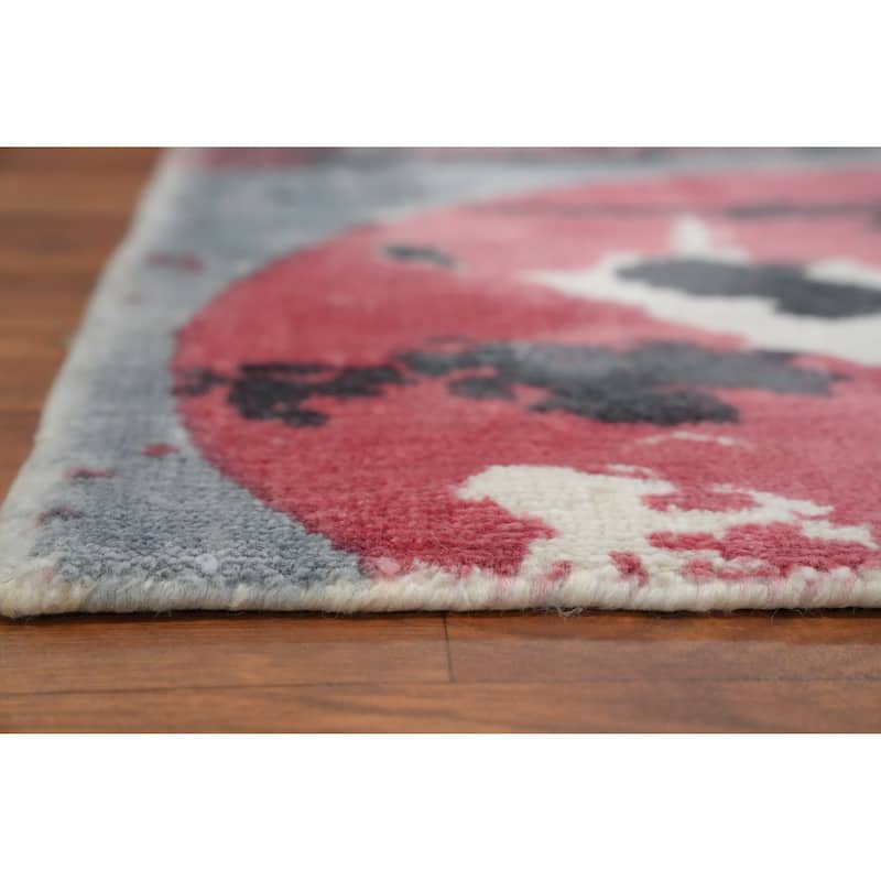Hand Knotted Oriental Viscose Silk Carpet Modern Pictorial Greys & Charcoal Abstract Area Rug - 4' 0'' X 2' 0''