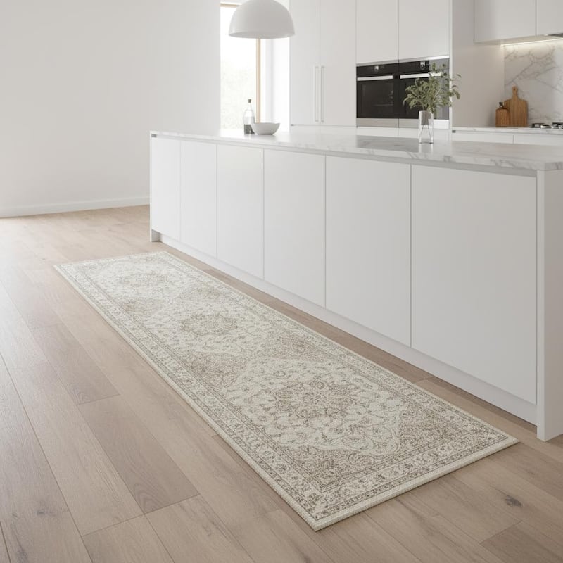 HomeRoots Floral Medallion Traditional Rectangle Area Rug - 2' X 8'