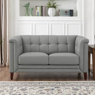 Hydeline Arvo Top Grain Leather Loveseat with Feather, Memory Foam and Springs