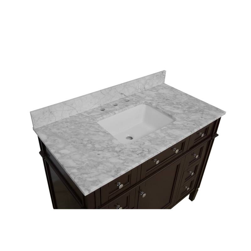 KitchenBathCollection Hailey 42" Bathroom Vanity with Carrara Marble Top