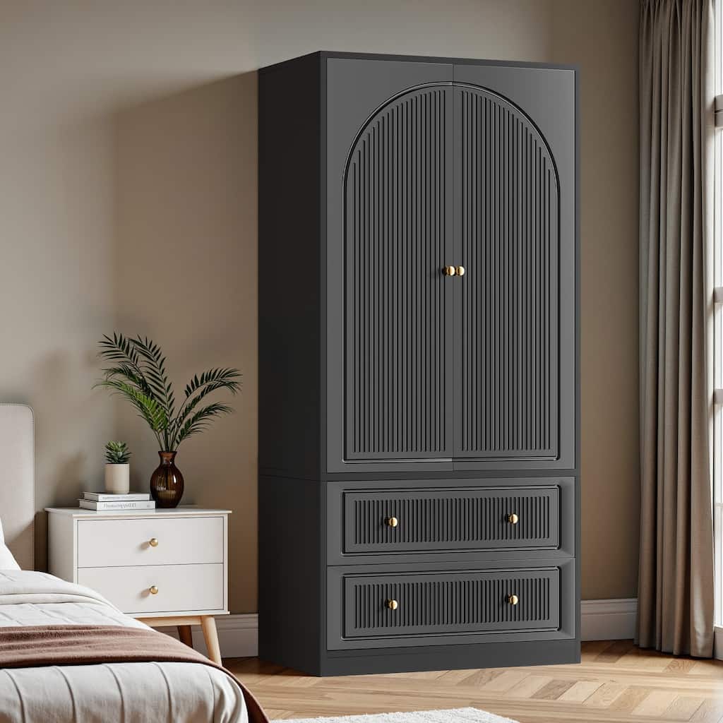 Pocassy Wardrobe Closet 70" Capacity Clothing Wardrobe Cabinet