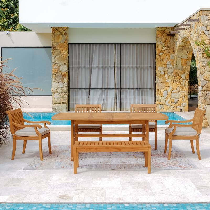 The Cambridge Casual Chara 6-Piece Teak Extendable Outdoor Dining Set