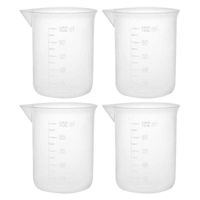 4pcs Measuring Cup Labs Clear PP Plastic Graduated Beakers