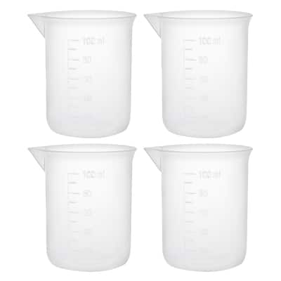 4pcs Measuring Cup Labs Clear PP Plastic Graduated Beakers